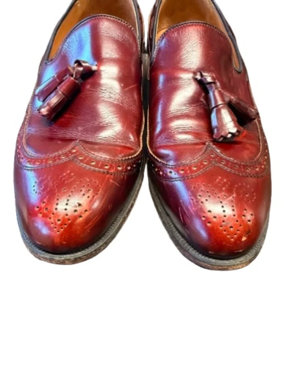 Vintage Hawthorne Classics Men’s 11 Burgundy Leather Wingtip Tassel Loafers USA